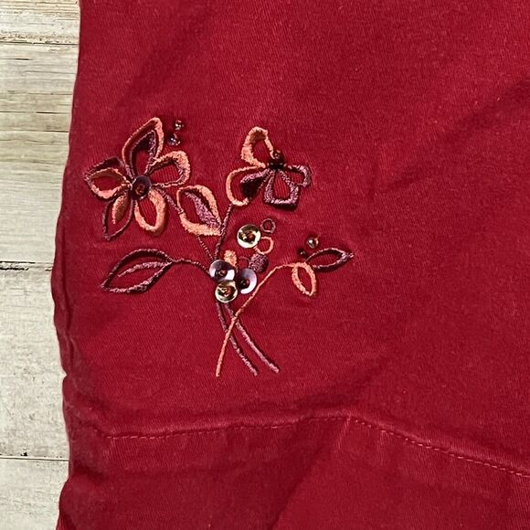 Relativity Womens Cropped Pant Red Embroidery Details Size 14 - Picture 4 of 10